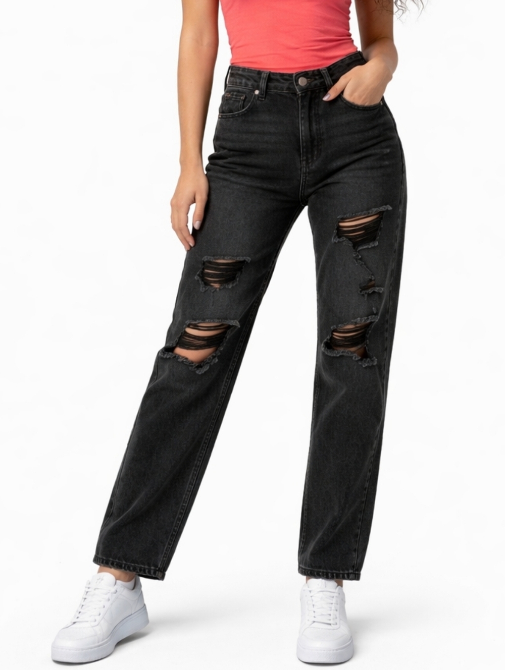 No Boundaries Black Ripped Straight Leg Jeans NWOT Y2K Grunge
